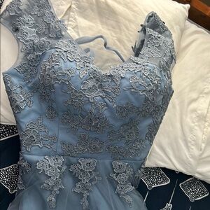 Elegant Blue Lace Dress